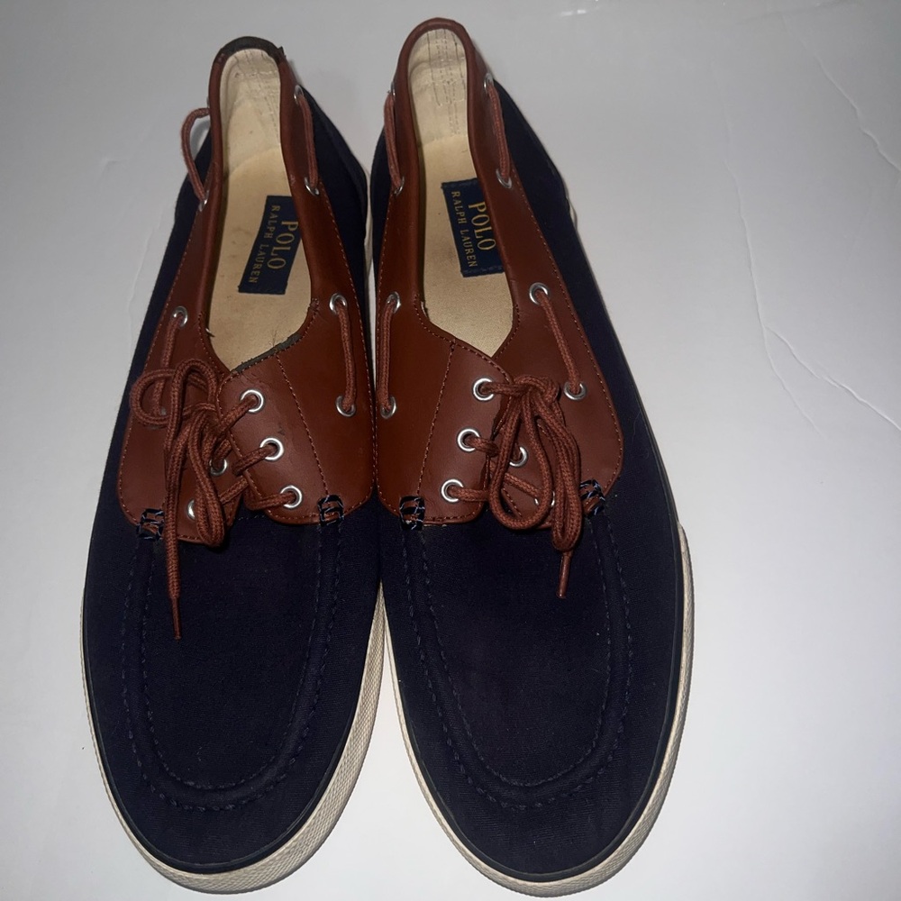 Men's Brown and Navy Casual Boat Shoes Polo - Picture 3 of 4
